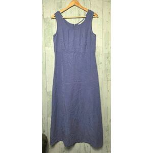 VTG 90s DressBarn Shiny Modest Garden Girl Periwinkle Sleeveless Midi Dress Sz 1